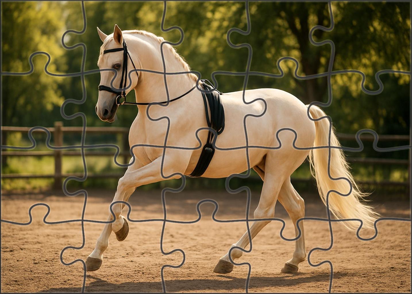 Golden Mist Elegant Cream Champagne Mare With Supple Dressage Movements Puzzle For Kids