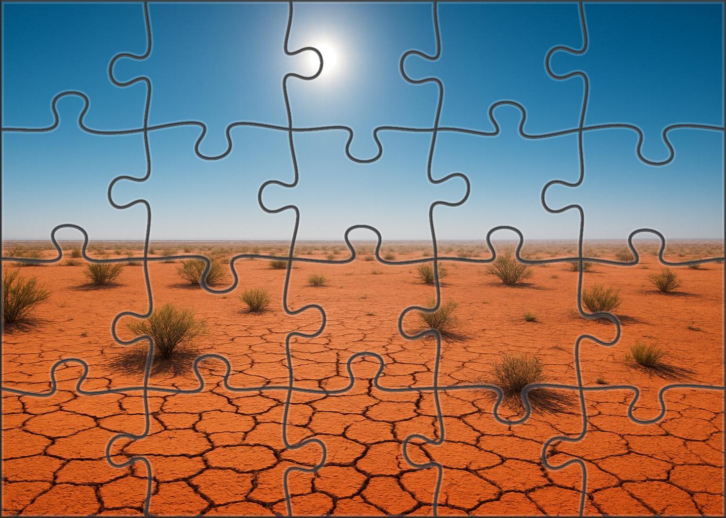 Silent Ember Flats Fiery Sandpan Under A Blazing Noon Sky Premium Puzzle Pieces