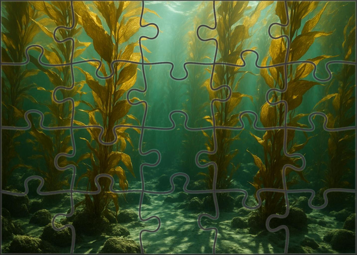 Twisting Kelp Labyrinth Towering Forests Beneath Rolling Waves Premium Puzzle Pieces