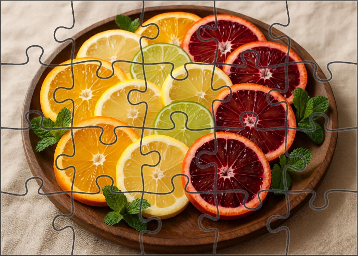 Citrus Symphony Layered Citrus Wheels With Mint Sprigs Large Format Puzzle