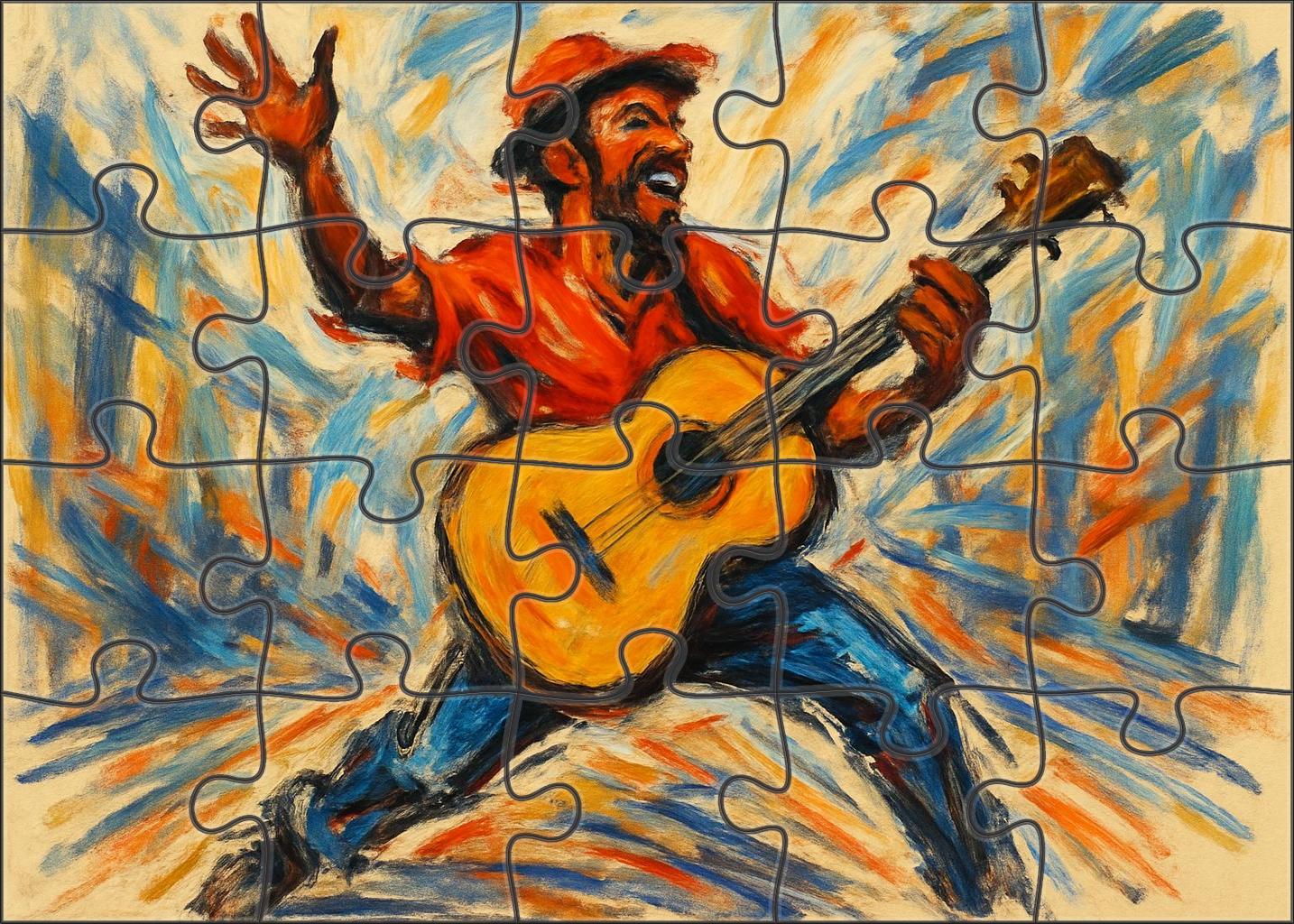 Dynamic Street Performer Sketch Loose Charcoal And Energetic Gesture Large Format Puzzle