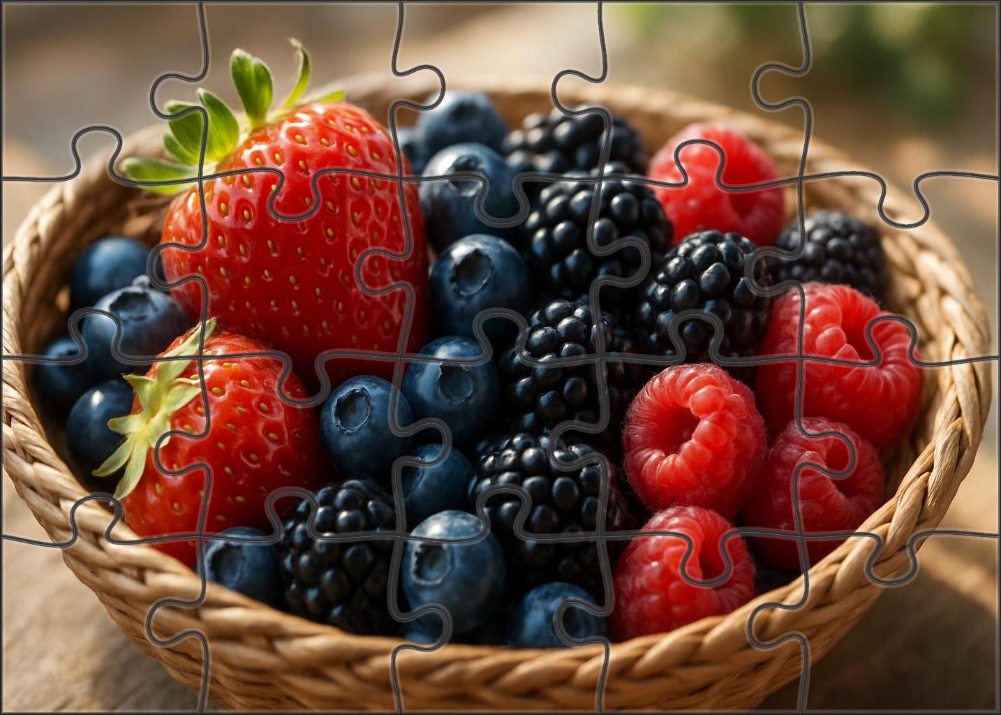 Berry Mosaic Mixed Berries In A Handwoven Tray Large Format Puzzle