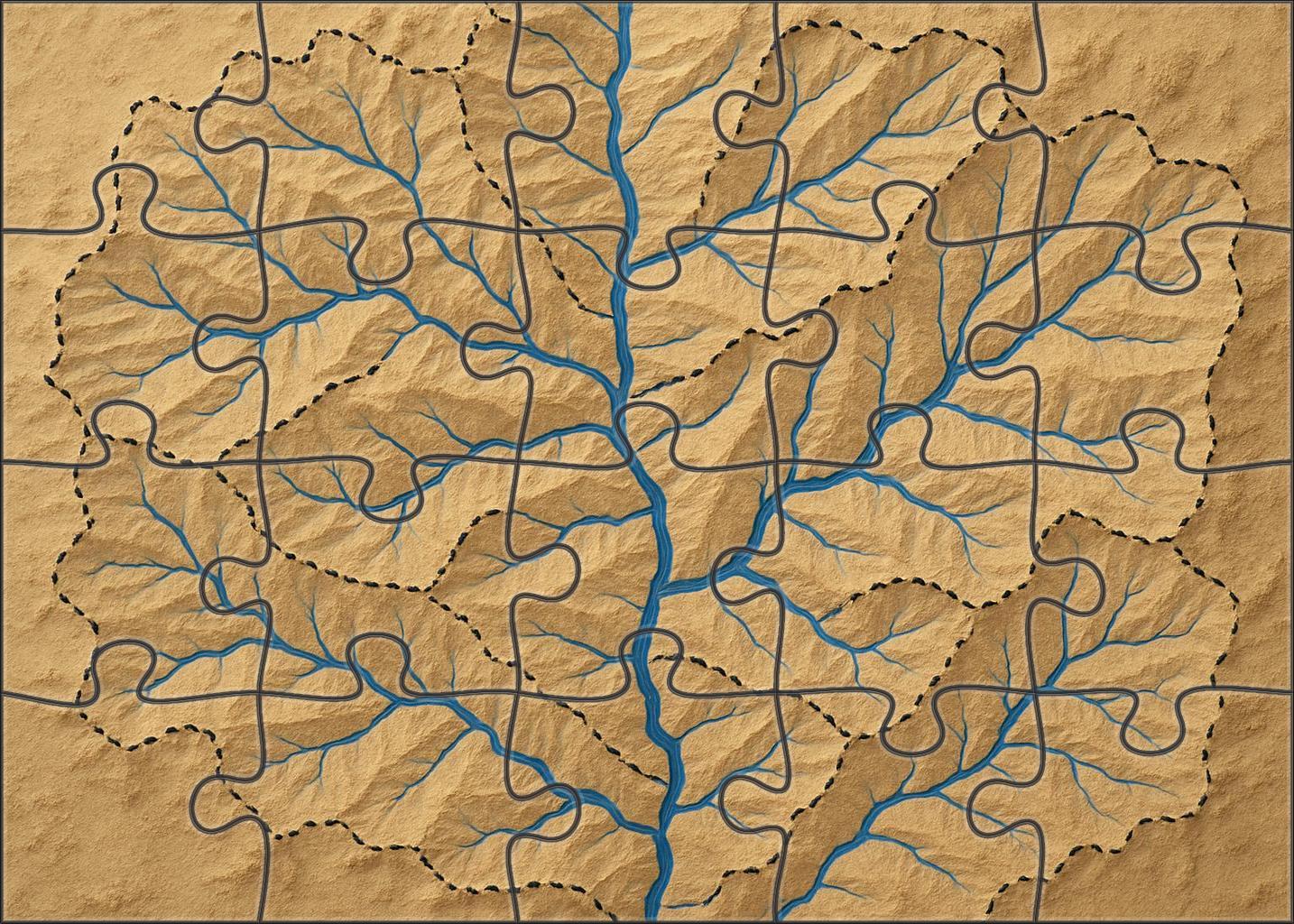 Fluvial Basin Hydrology Map Puzzle For Adults