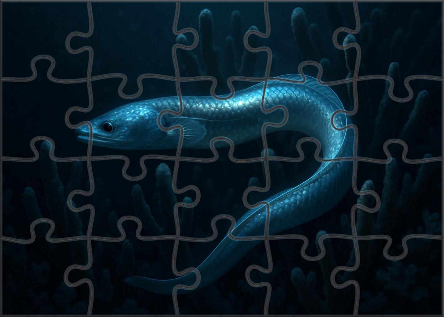 Moonlit Coral Serpent Elongated Eel-like Fish With Silvery Scales And Subtle Glow 200 Piece Puzzle