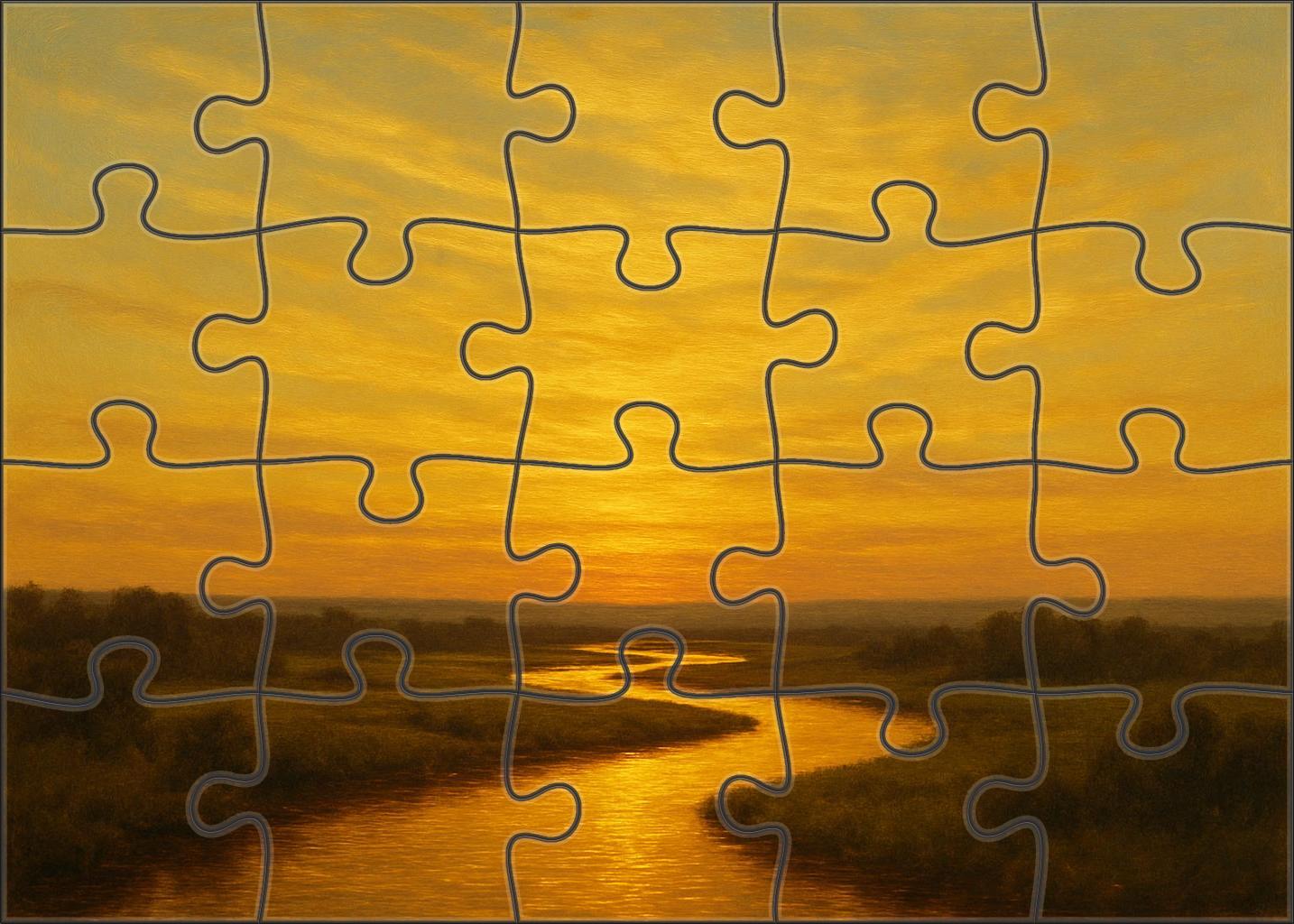 Golden Hour Horizon Stretch Premium Puzzle Pieces