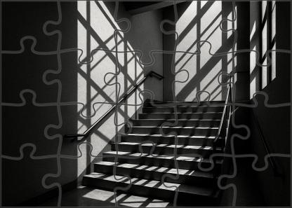 Architectural Stairwell Study Technical Ink Drawing With Crosshatch Shadows 20 Piece Puzzle