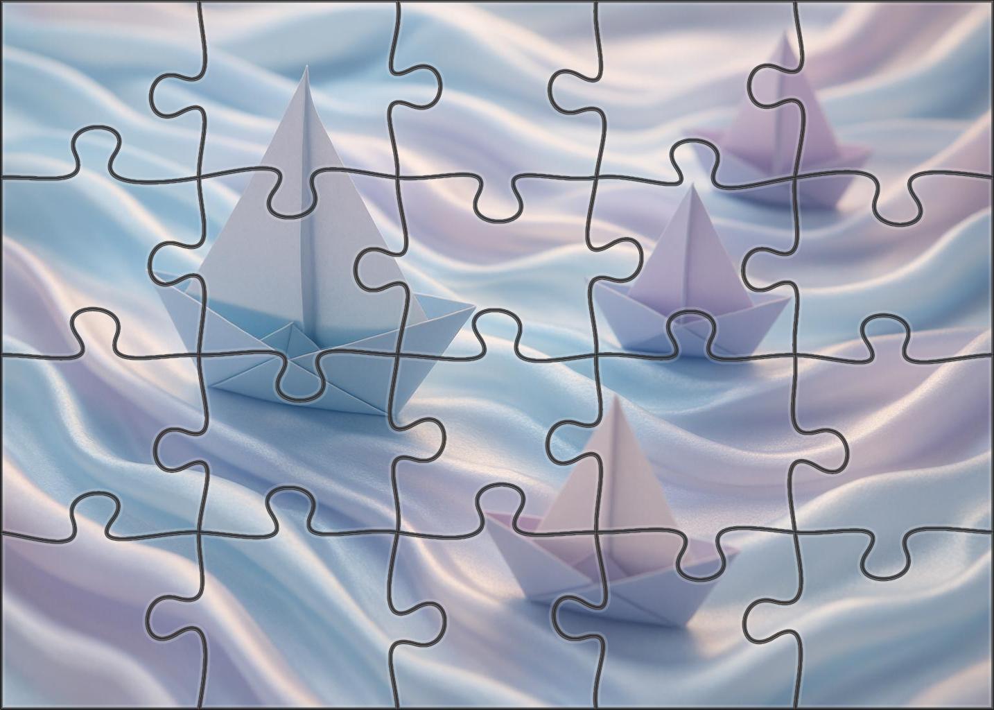 Origami Sailboats On A Ribbon River Puzzle Collection