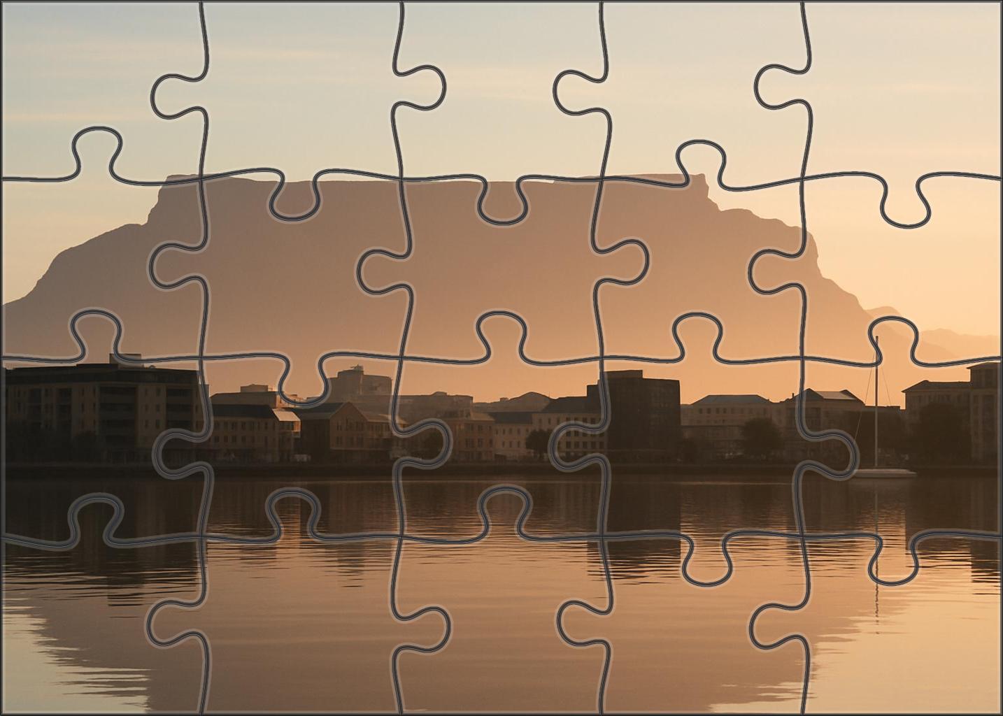 Cape Town Skyline Coastal Mountains Meet Urban Silhouettes Mini Puzzle