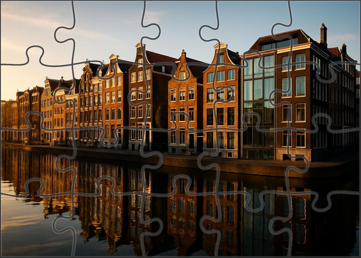 Amsterdam Waterfront Skyline Historic Canals Meet Contemporary Silhouettes 100 Piece Puzzle