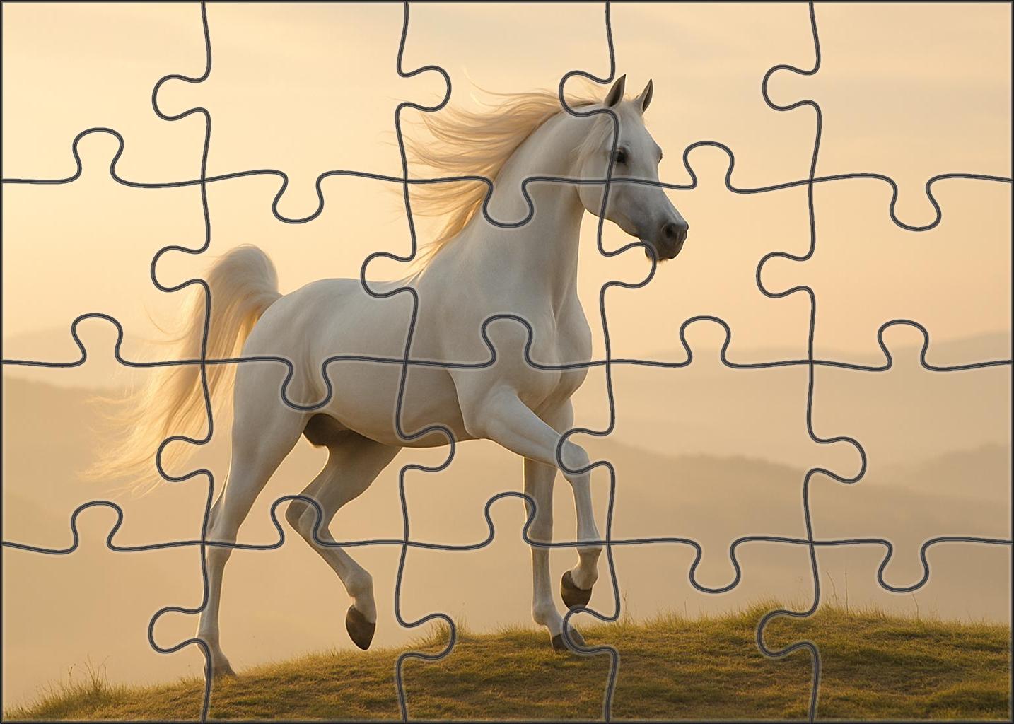 Celestial Frost Elegant White Arabian Stallion With Expressive Movement Custom Jigsaw Puzzle