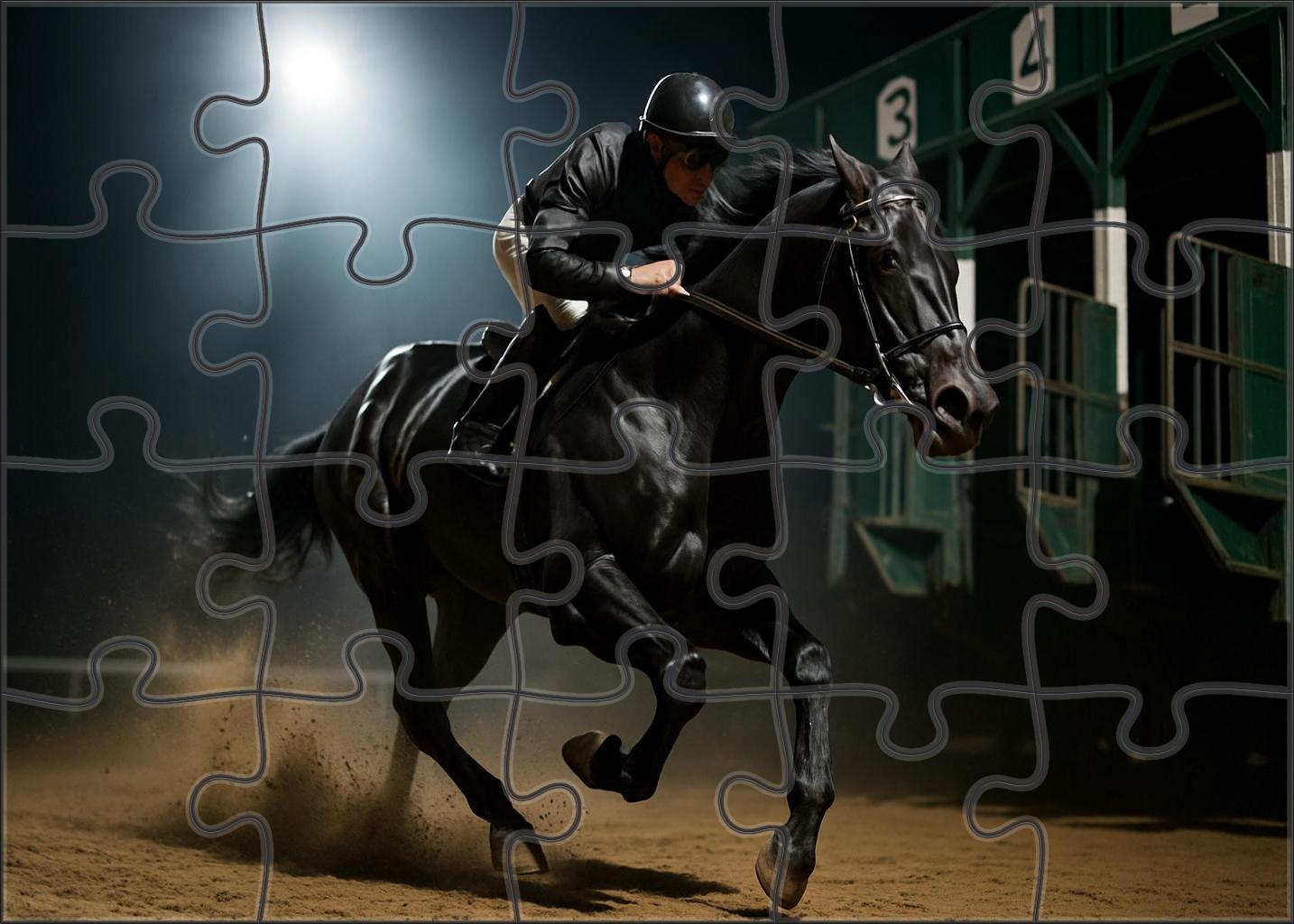 Shadow Lance Sleek Midnight Black Thoroughbred With Explosive Speed 50 Piece Puzzle