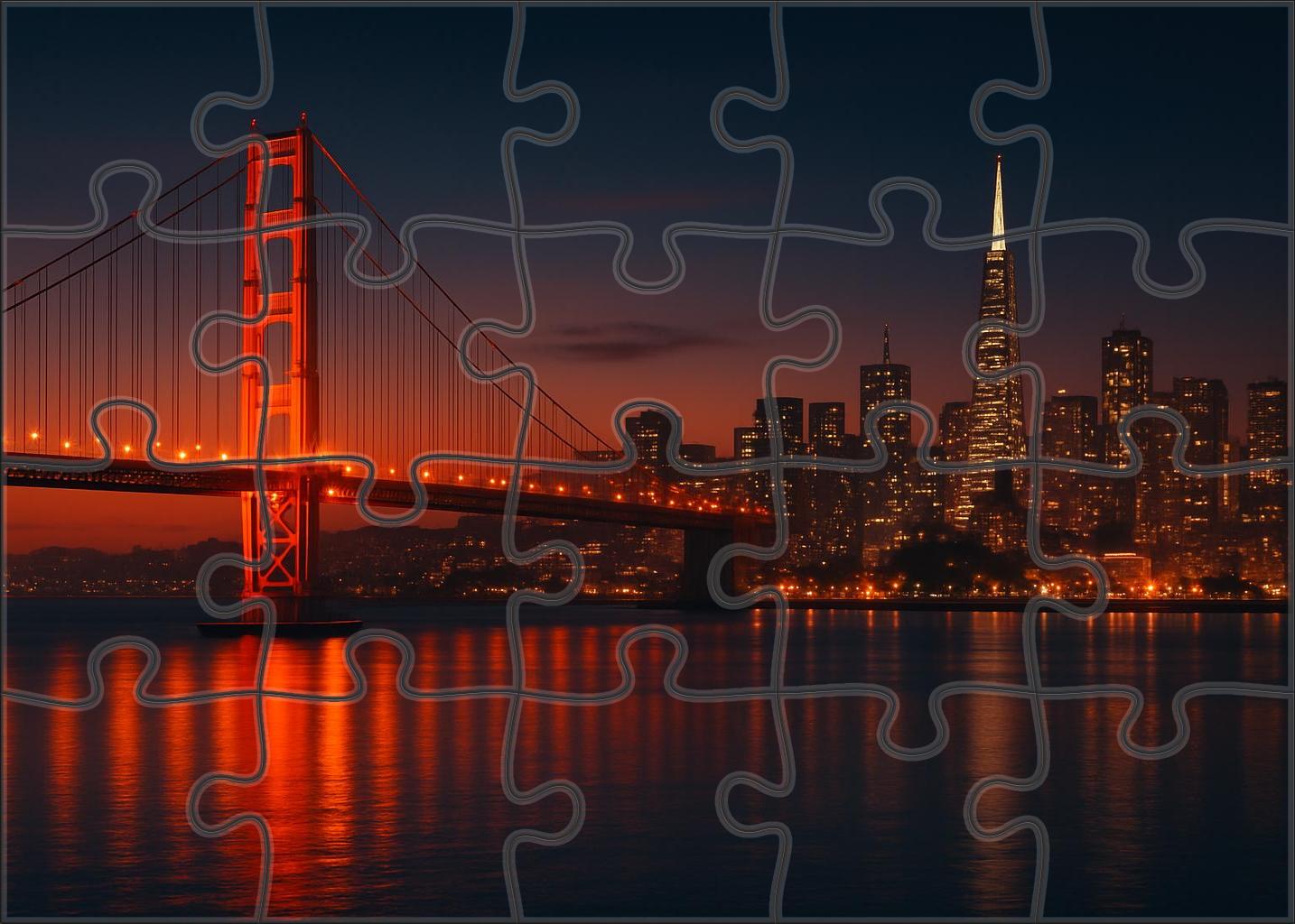 San Francisco Bay Skyline Iconic Golden Gate Arch And Transamerica Pyramid Large Format Puzzle
