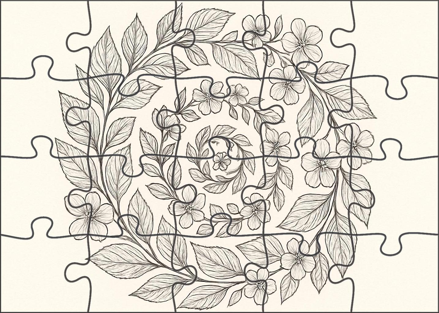 Botanical Spiral Study Intricate Fine Pen Linework And Repetitive Pattern Large Format Puzzle