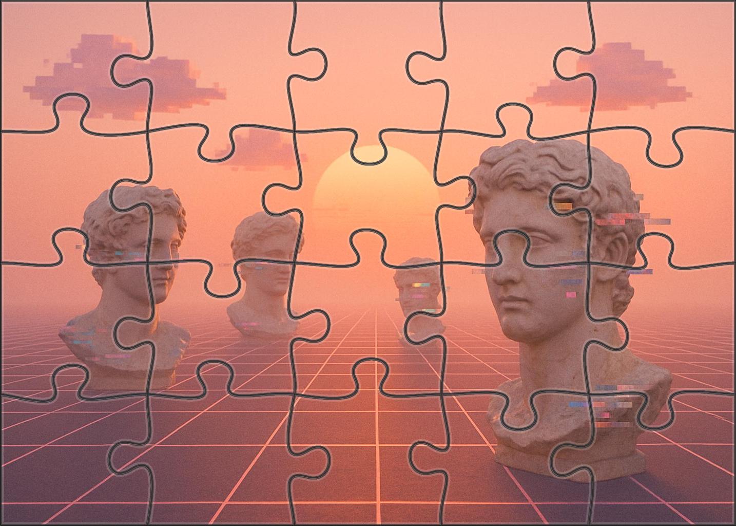 Vaporwave Dreamscape Pastel Digital Nostalgia And Chillwave Beats Unique Puzzle Design