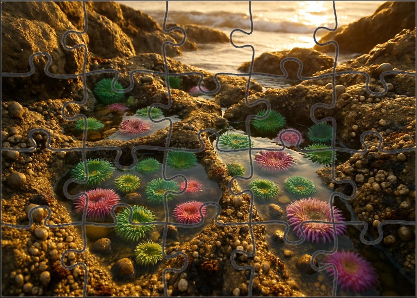 Golden Coastal Tide Pools 500 Piece Puzzle