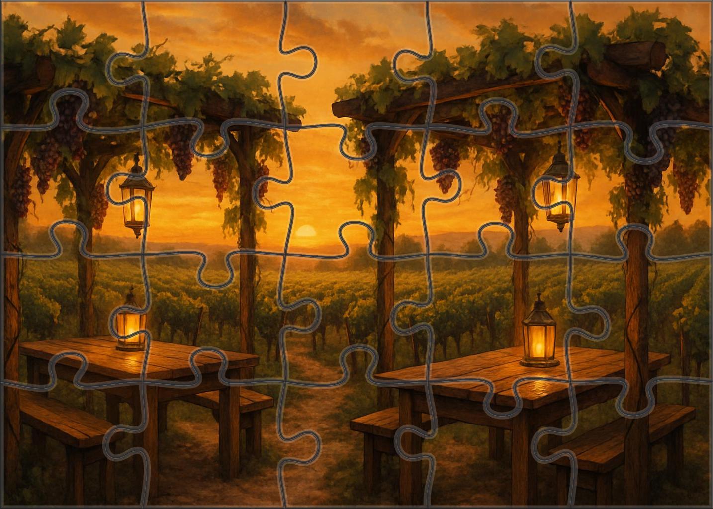 Sunset Vineyard Revelry Custom Jigsaw Puzzle