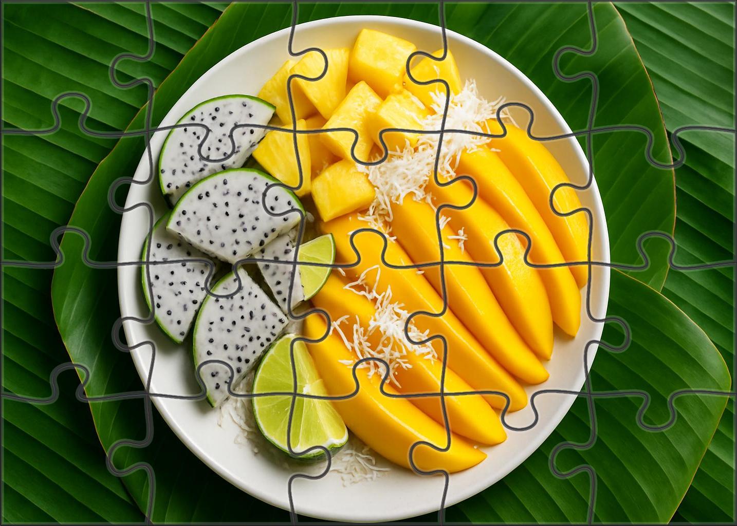 Tropical Breeze Medley Mango Pineapple And Dragon Fruit Elegance 20 Piece Puzzle