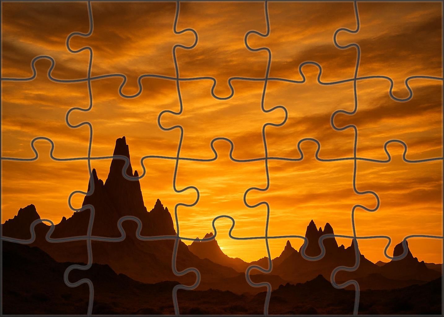 Golden Dusk Across Desert Silhouettes Mini Puzzle