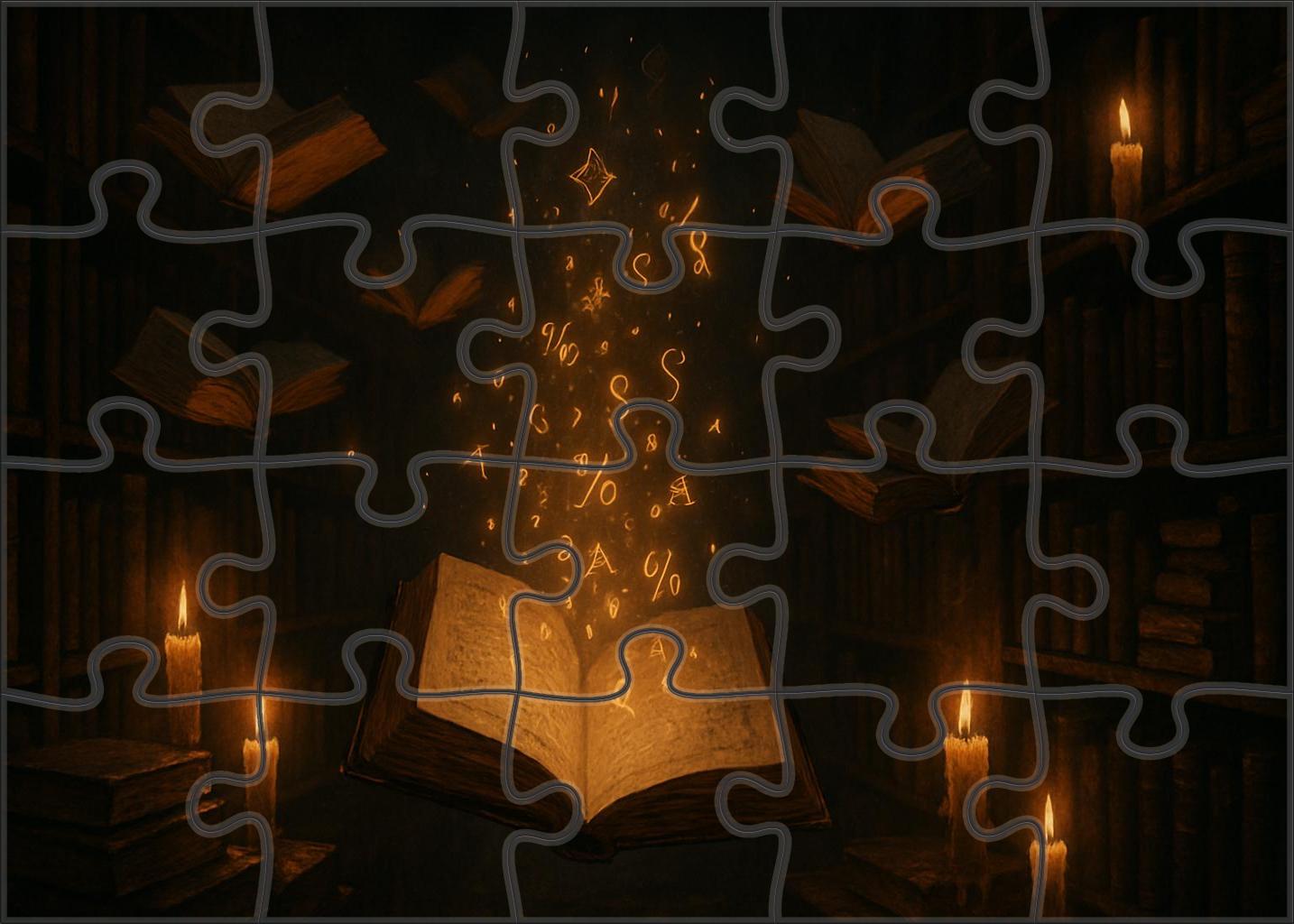 The Candlelit Library Of Floating Books Custom Jigsaw Puzzle