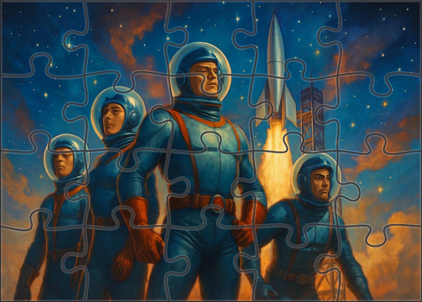 Retro Futurism Space Patrol Sleek Rockets And Atomic Age Optimism 20 Piece Puzzle
