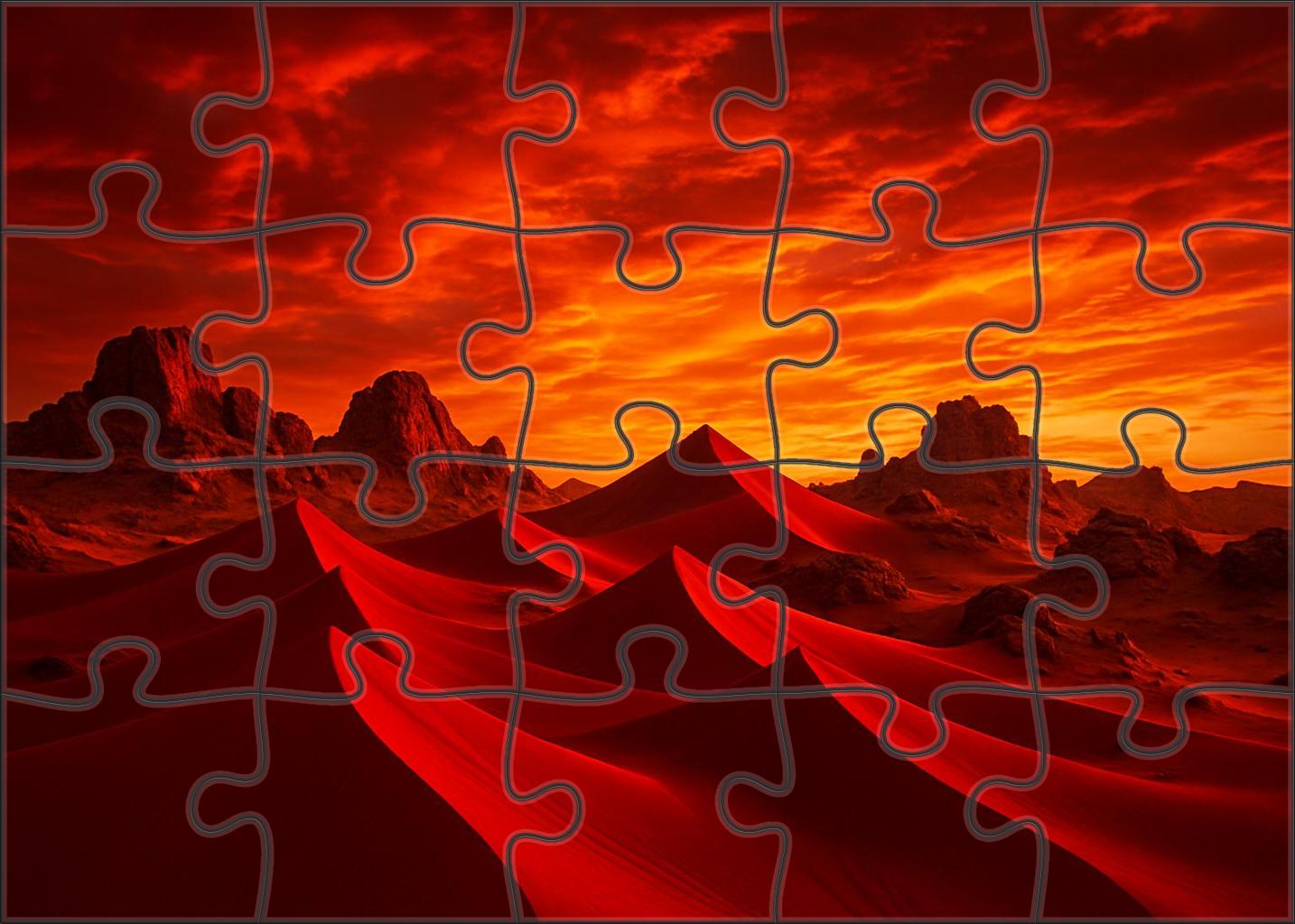 Crimson Crest Plateau Rugged Red Sands Beneath Fiery Skies Premium Puzzle Pieces