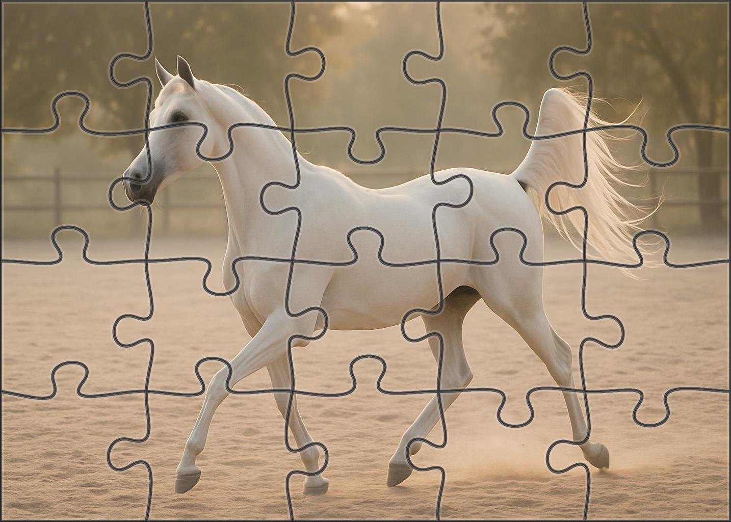 Snowfall Whisper Delicate White Arabian Mare With Fluid Movements 500 Piece Puzzle