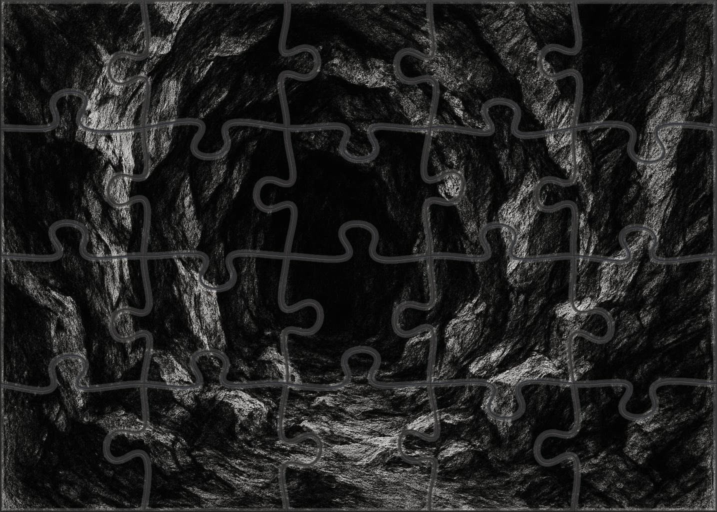 Mystical Cave Chamber Drawing Charcoal Shadows And Expressive Marks Large Format Puzzle