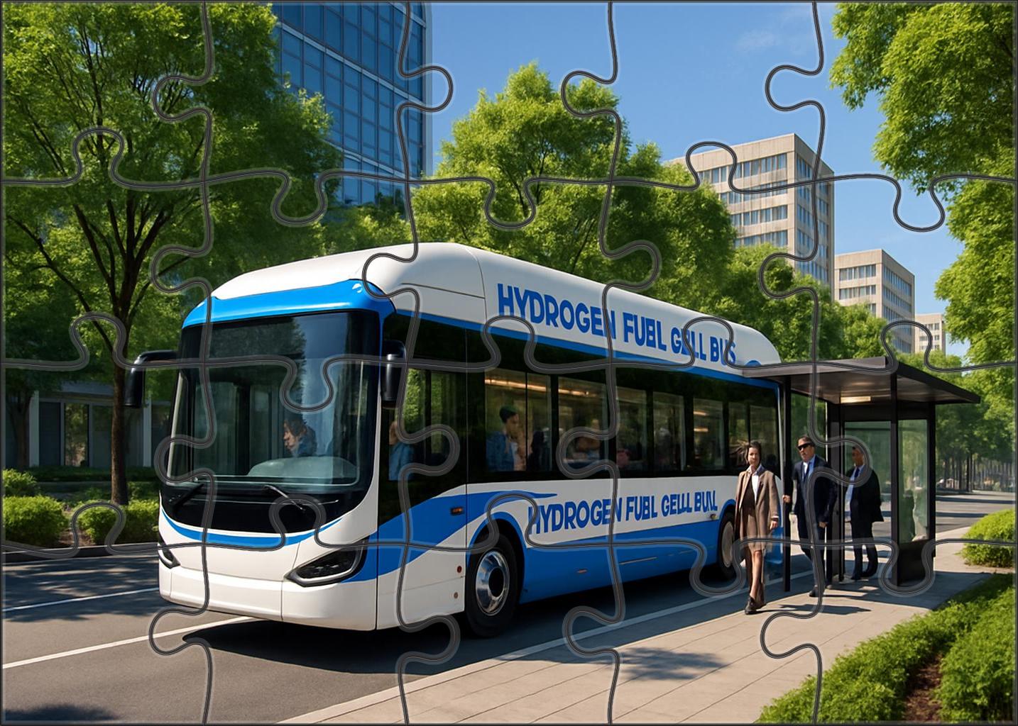Hydrogen Fuel Cell Bus Zero-emission Urban Transport Premium Puzzle Pieces
