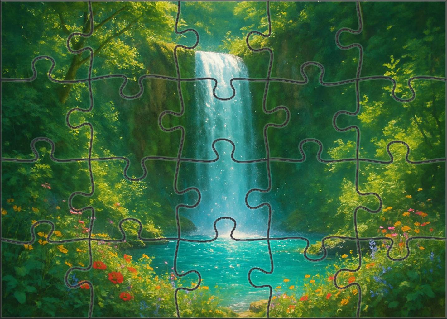 Celestial Veil Falls Premium Puzzle Pieces