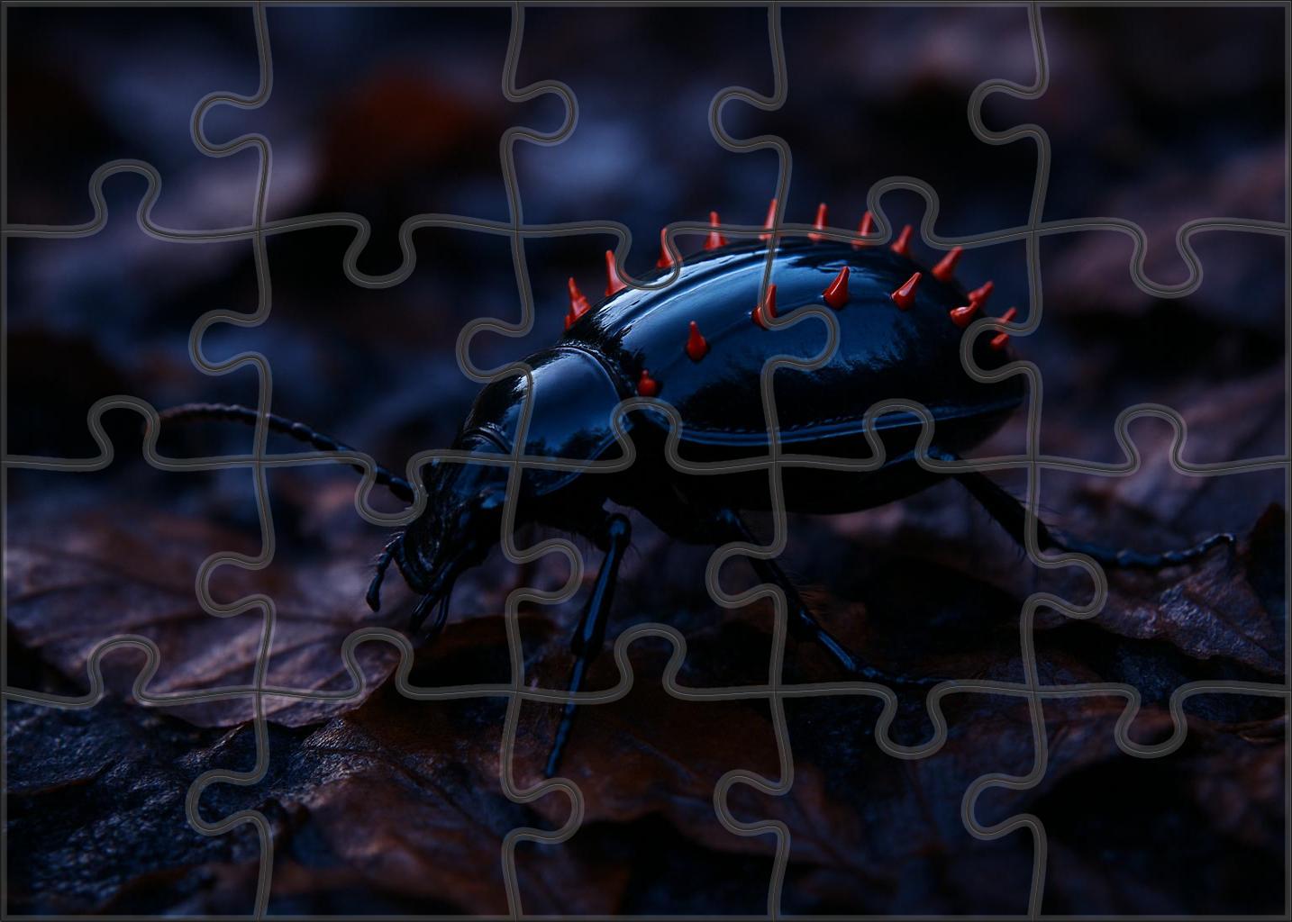 Crimson Spineback Beetle Armored Insect With Radiant Red Spikes Puzzle Fun