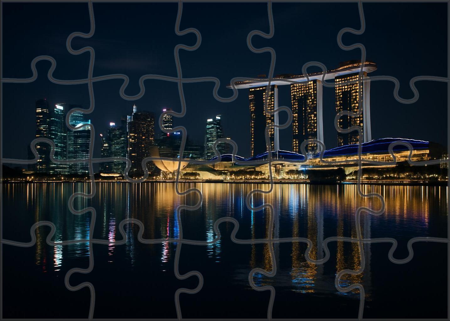 Singapore Marina Bay Skyline A Sleek Futuristic Ensemble With Landmark Marina Bay Sands Dominating The Composition Puzzle For Kids