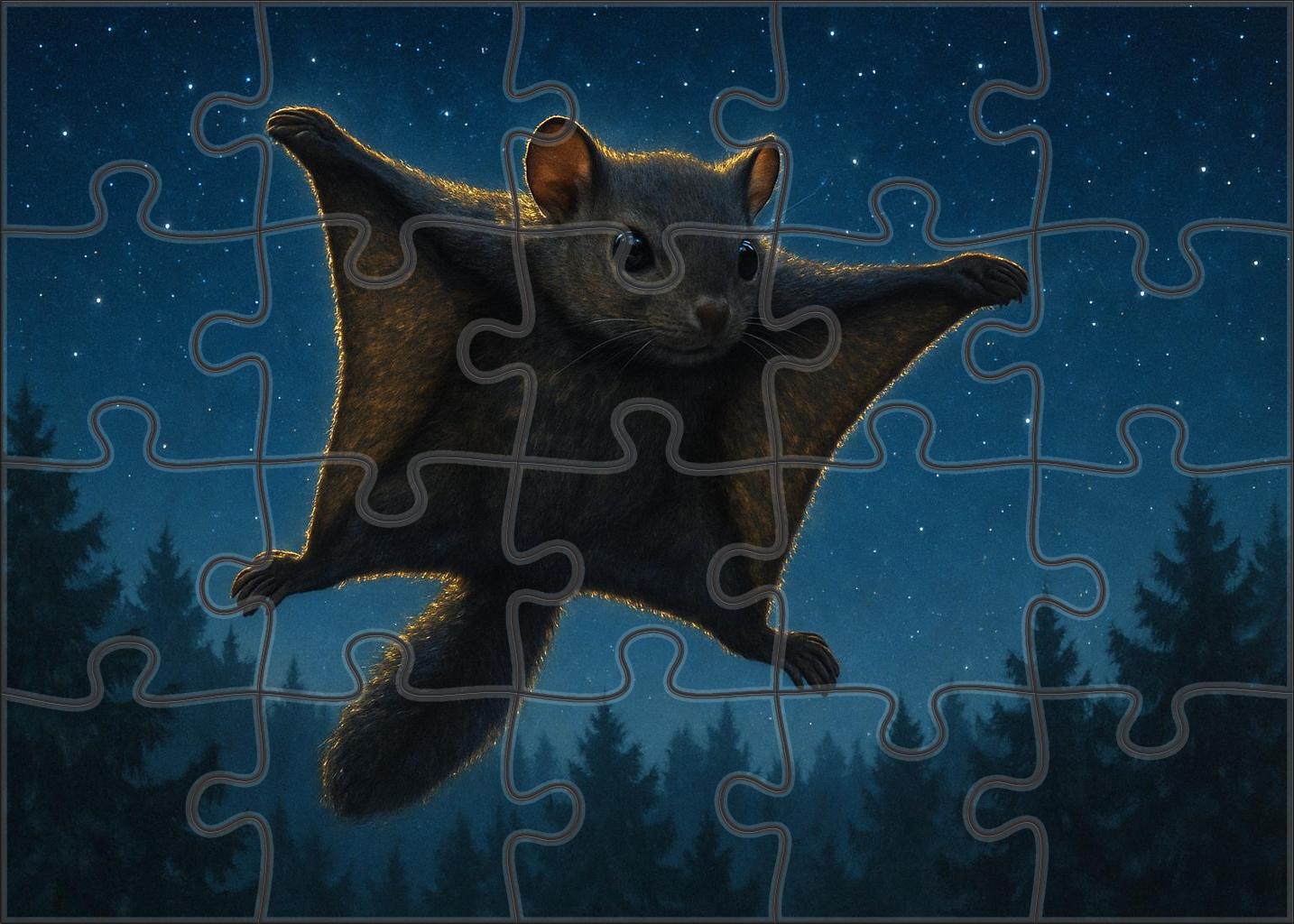 Quartzback Glider Small Mammal With Crystal-like Fur Tips And Extended Membranes Puzzle Fun