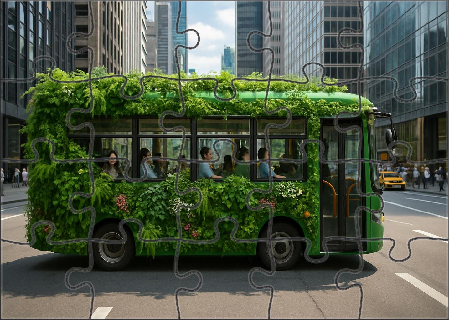 Vertical Garden Bus Urban Greenery On Wheels 100 Piece Puzzle