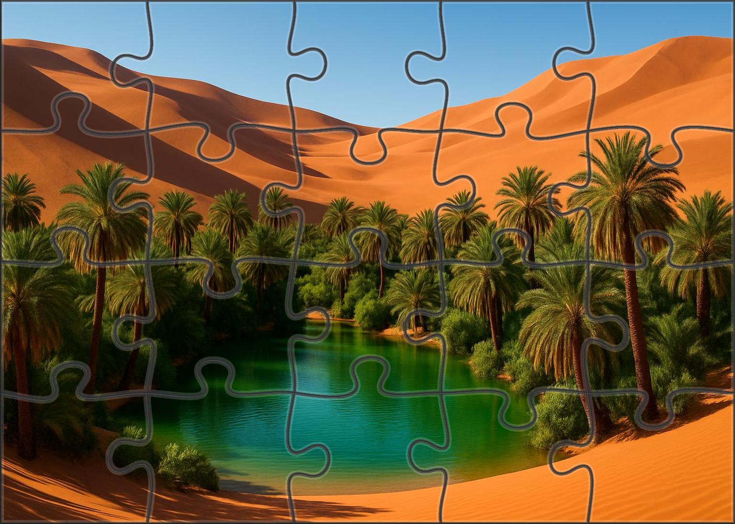 Emerald Oasis Hollow Verdant Refuge Amid Copper Sands Large Format Puzzle
