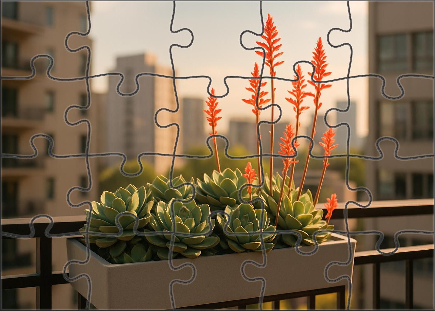 Urban Oasis Balcony Garden Succulent Clusters And Spiky Accent Flowers 50 Piece Puzzle