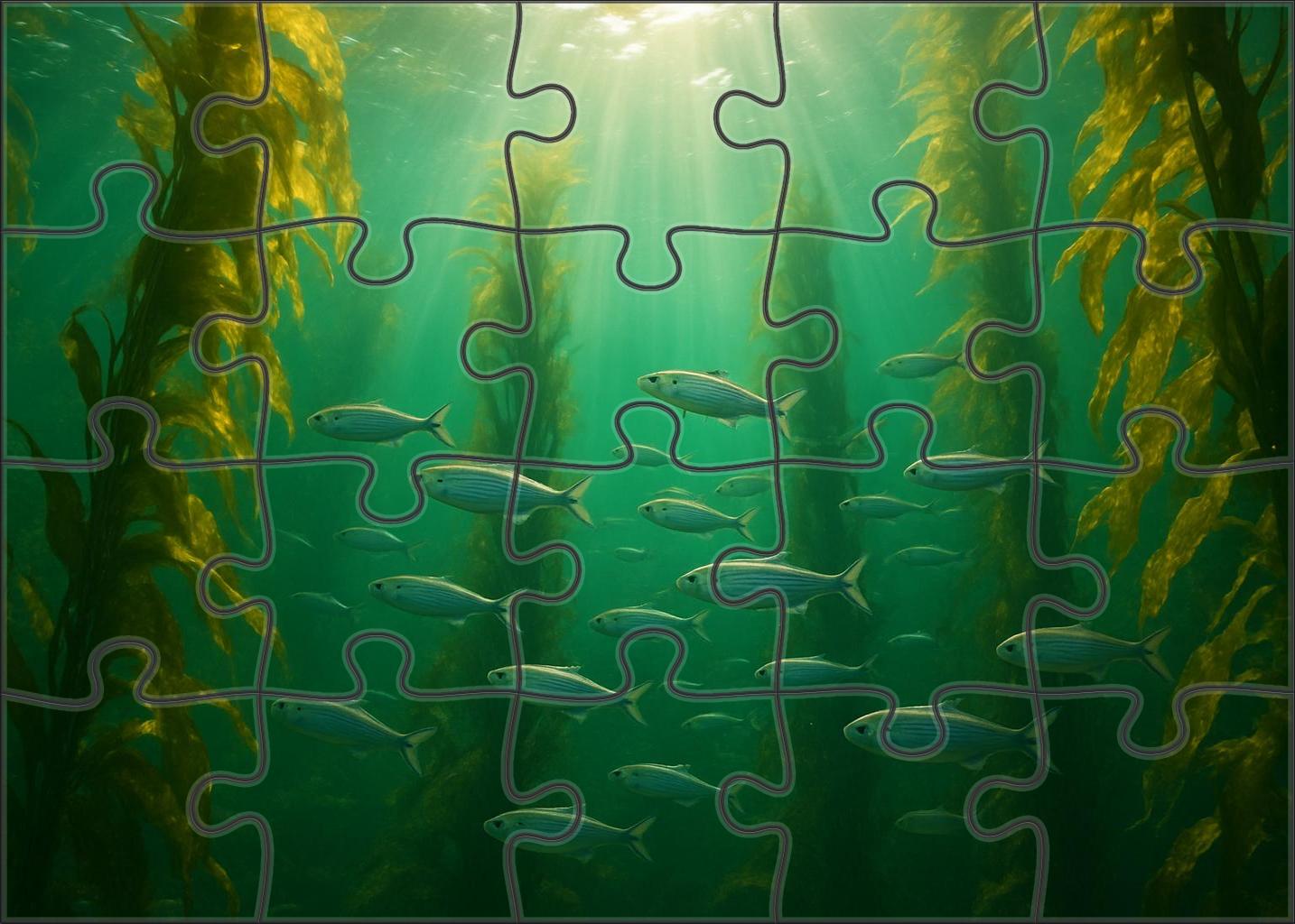 Sunlit Kelp Canopy Swirling Fronds In Shallow Epipelagic Flow 50 Piece Puzzle