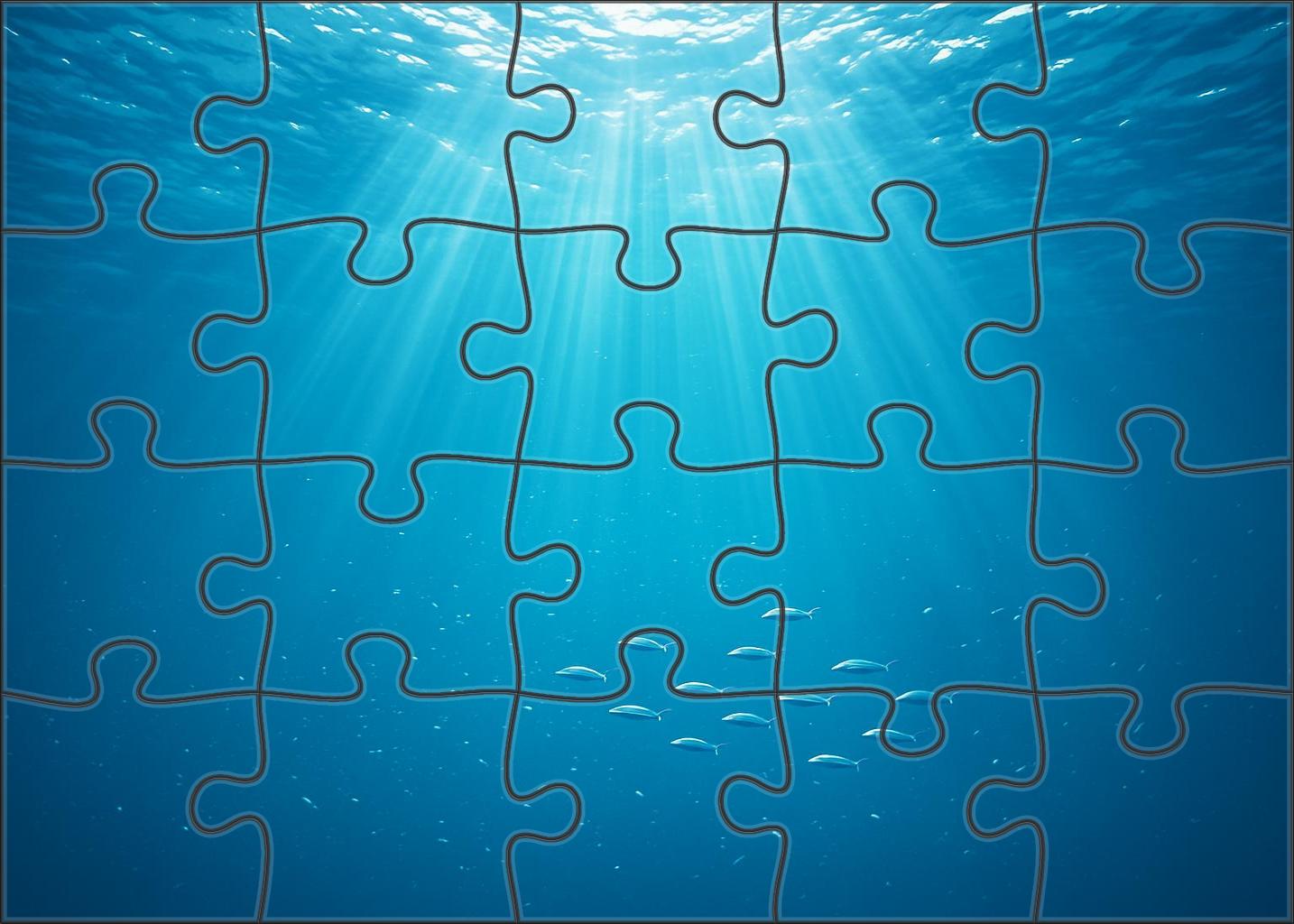 Shimmering Pelagic Realm Endless Blue With Dancing Light Beams Premium Puzzle Pieces