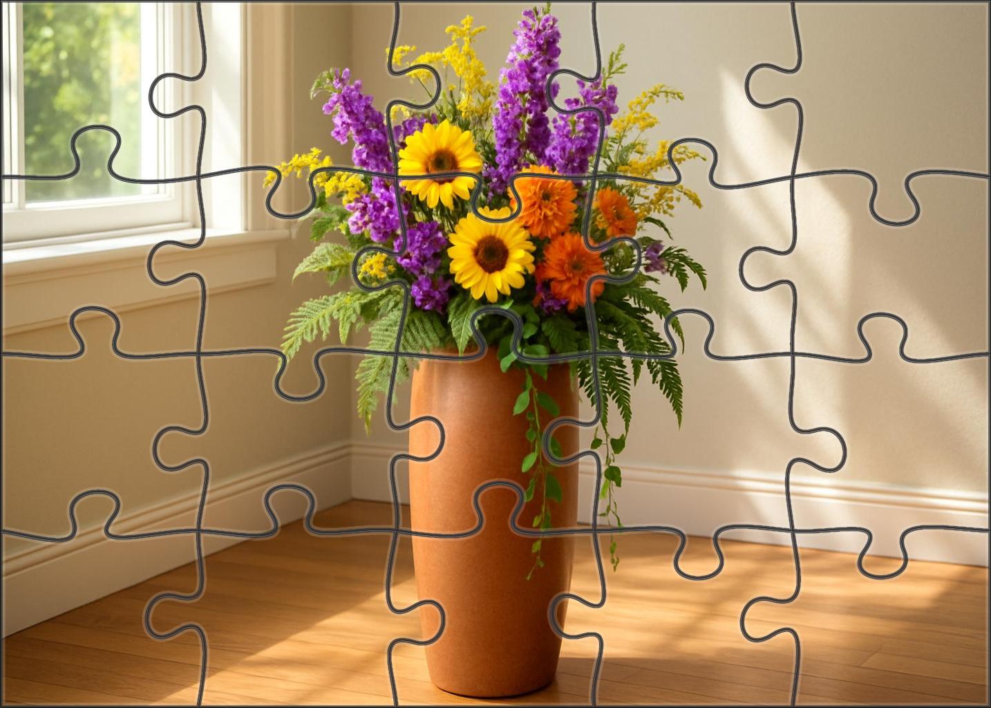 Bohemian Wildflower Floor Vase Vibrant Mix Of Bright Hues And Textured Greens Family Puzzles