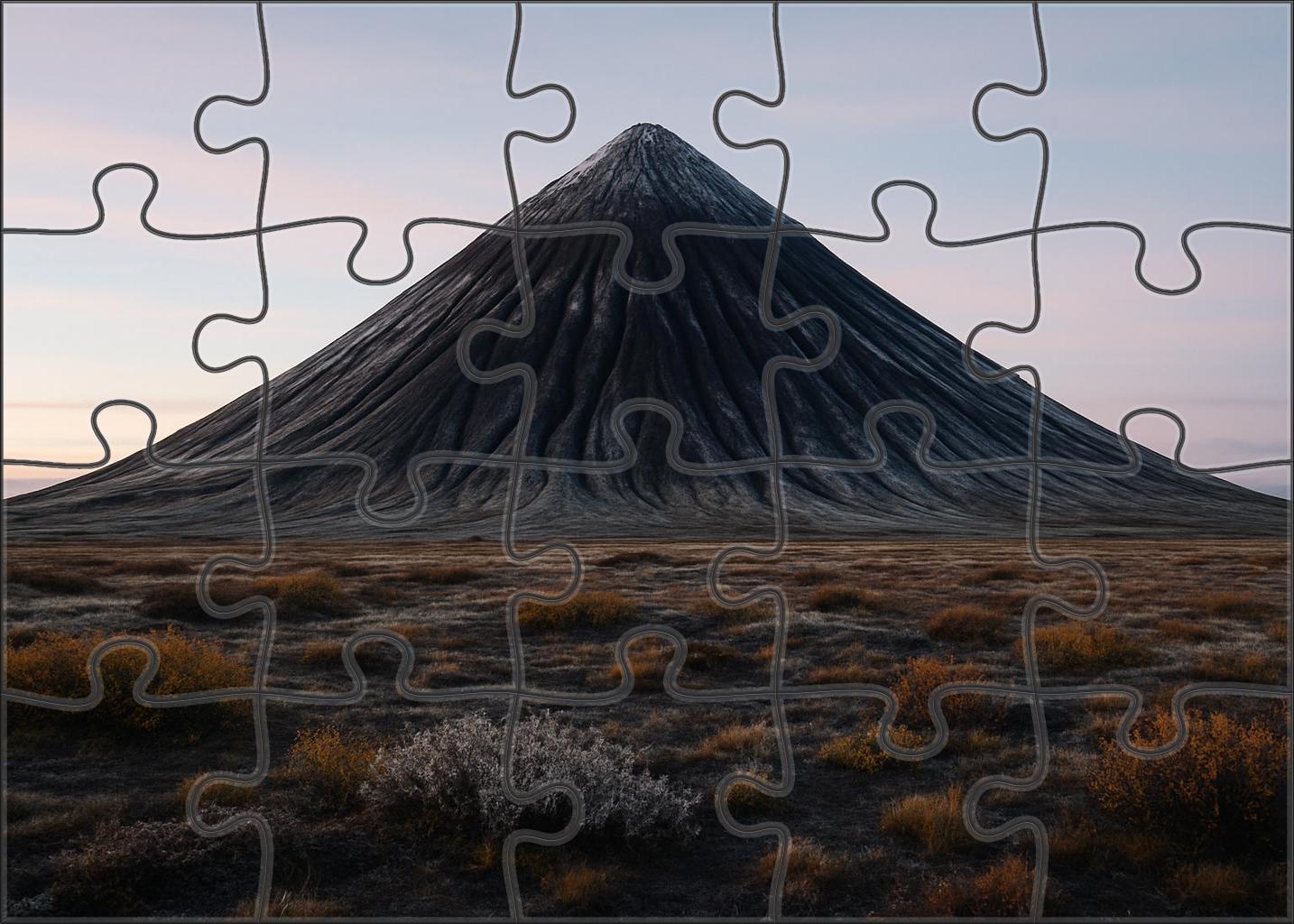 Frost-tipped Volcanic Cone At Dawn Mini Puzzle