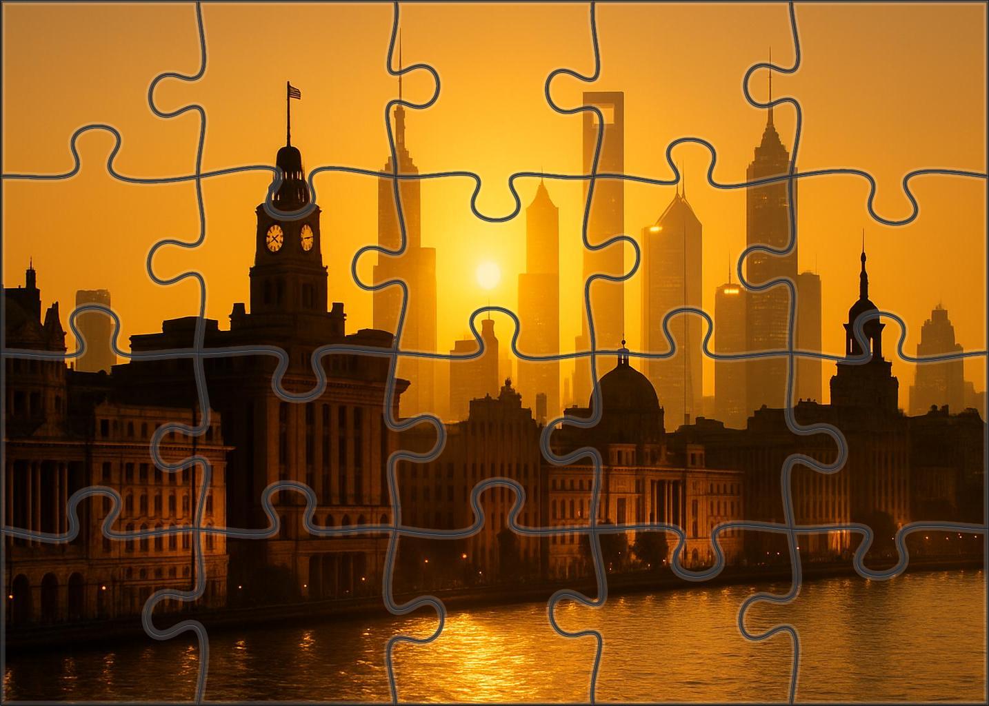 Shanghai Bund Skyline Historic Waterfront Panorama Known Globally For Its Blend Of Colonial And Modern Architecture Unique Puzzle Design