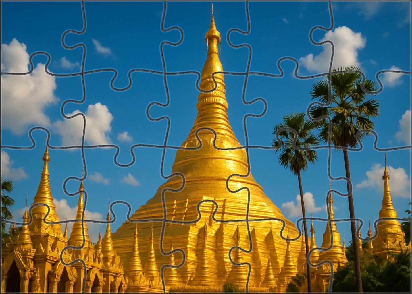 The Shwedagon Pagoda Located In Yangon Myanmar Recognized By Approximately 6590 Globally As A Golden Religious Icon Large Format Puzzle