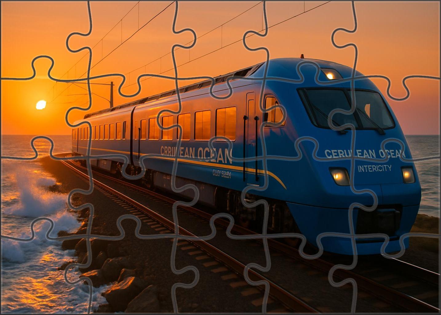 Cerulean Ocean Intercity Sleek Electric Multiple Unit For Coastal Routes Large Format Puzzle