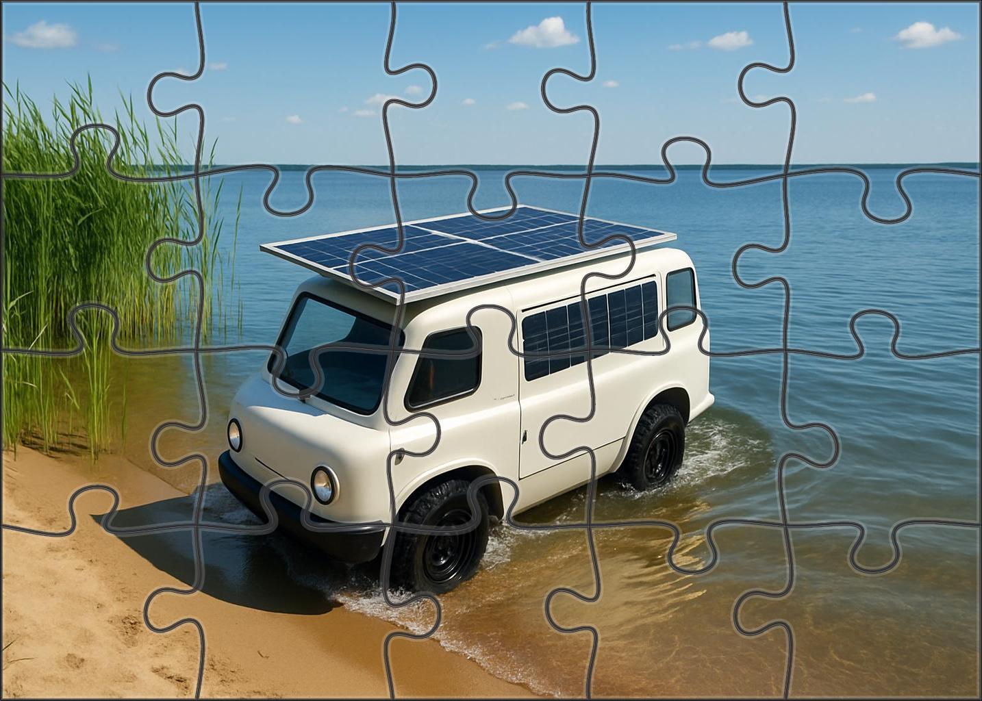 Solar-powered Amphibious Vehicle Challenging Puzzles