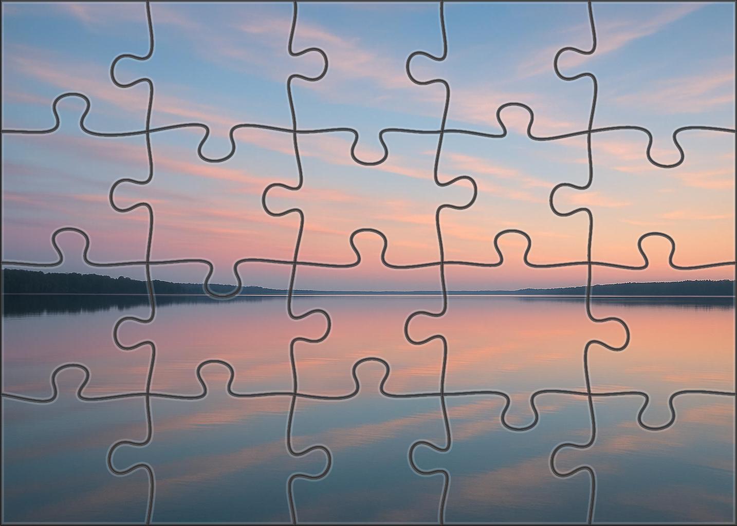 Pastel Horizon Over Serene Lake Premium Puzzle Pieces