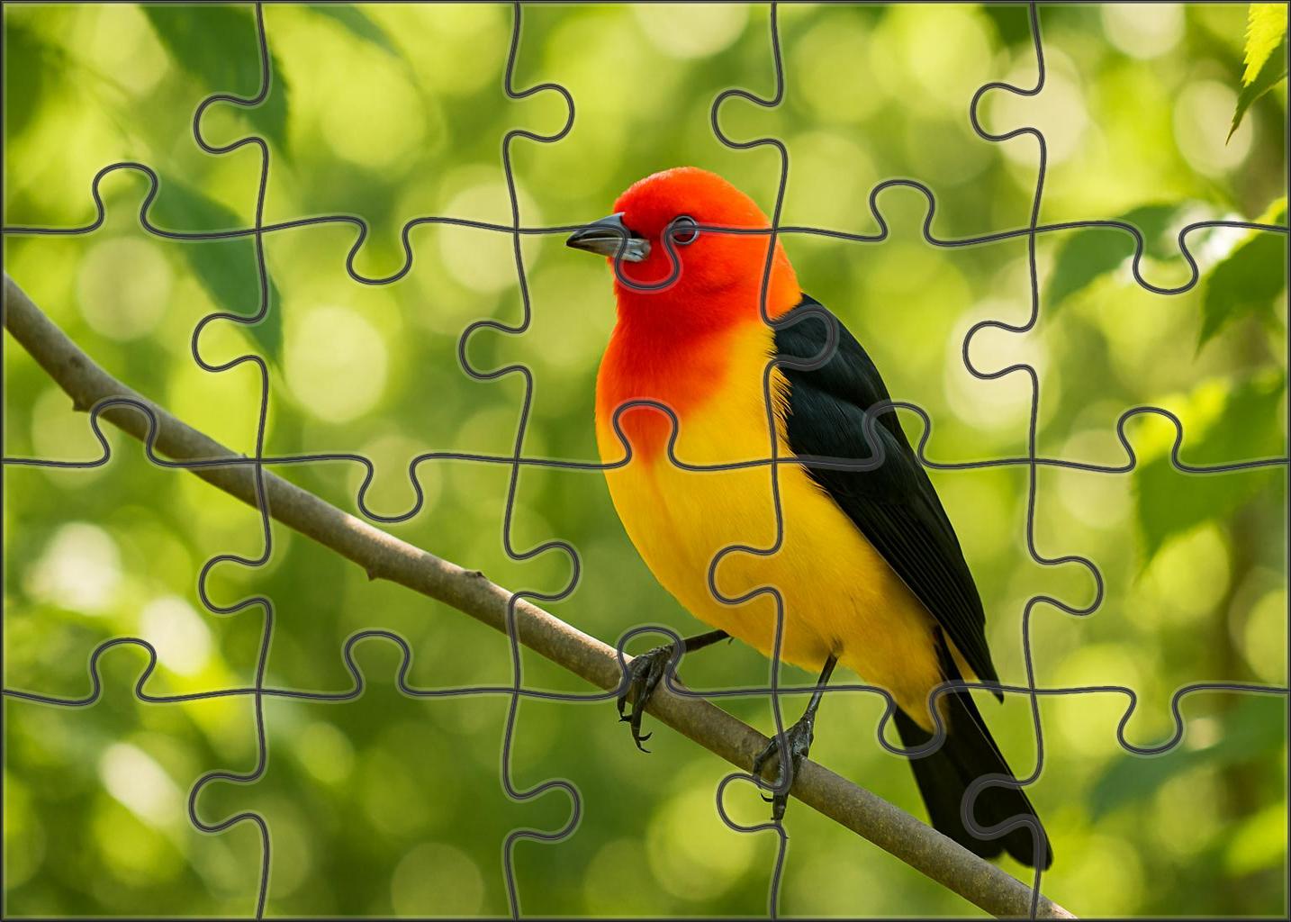 Western Tanager Vibrant Songbird Of Open Woodlands 300 Piece Puzzle
