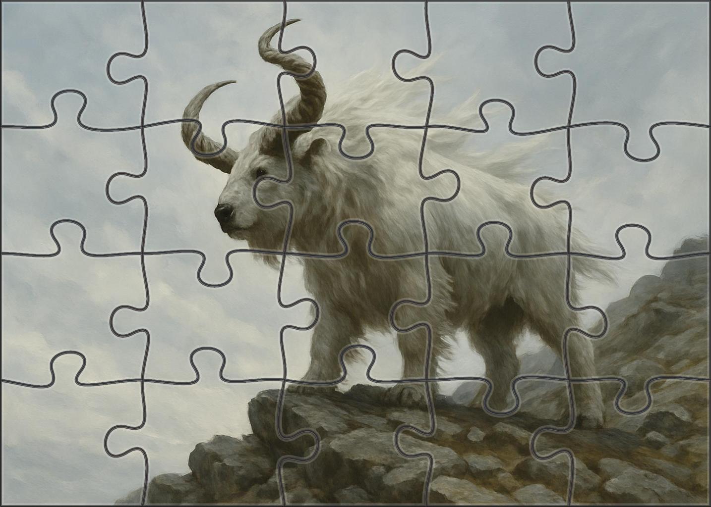 Ivory Spiral Horn Stately Herbivore With Helical Tusks And Sturdy Frame Premium Puzzle Pieces