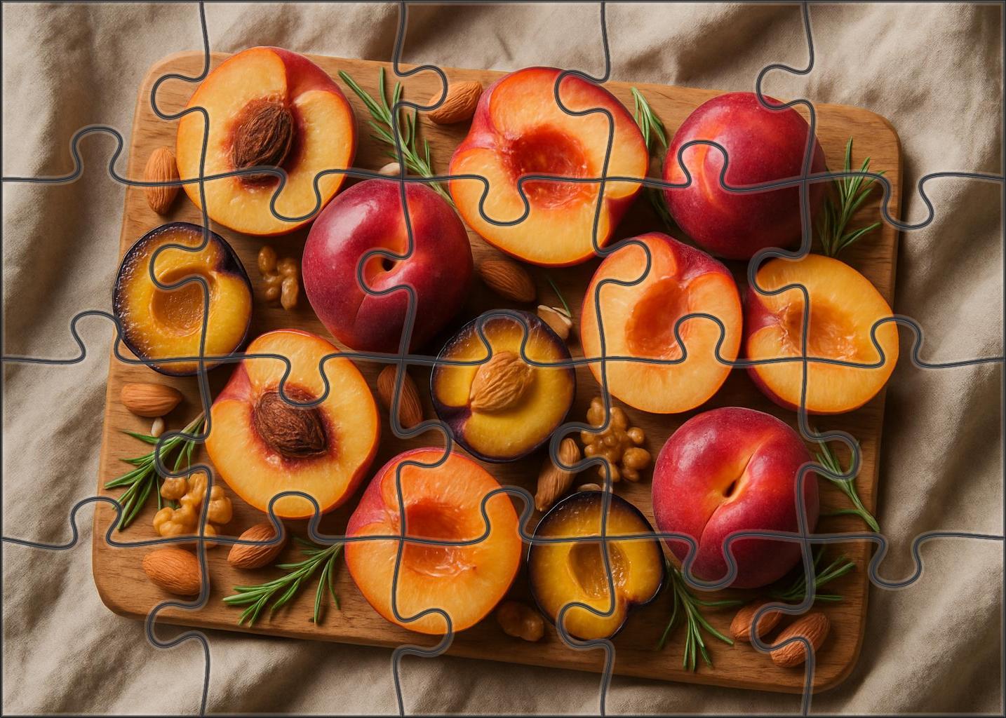 Sunset Orchard Array Warm Hues Of Stone Fruits And Nuts Puzzle Challenge