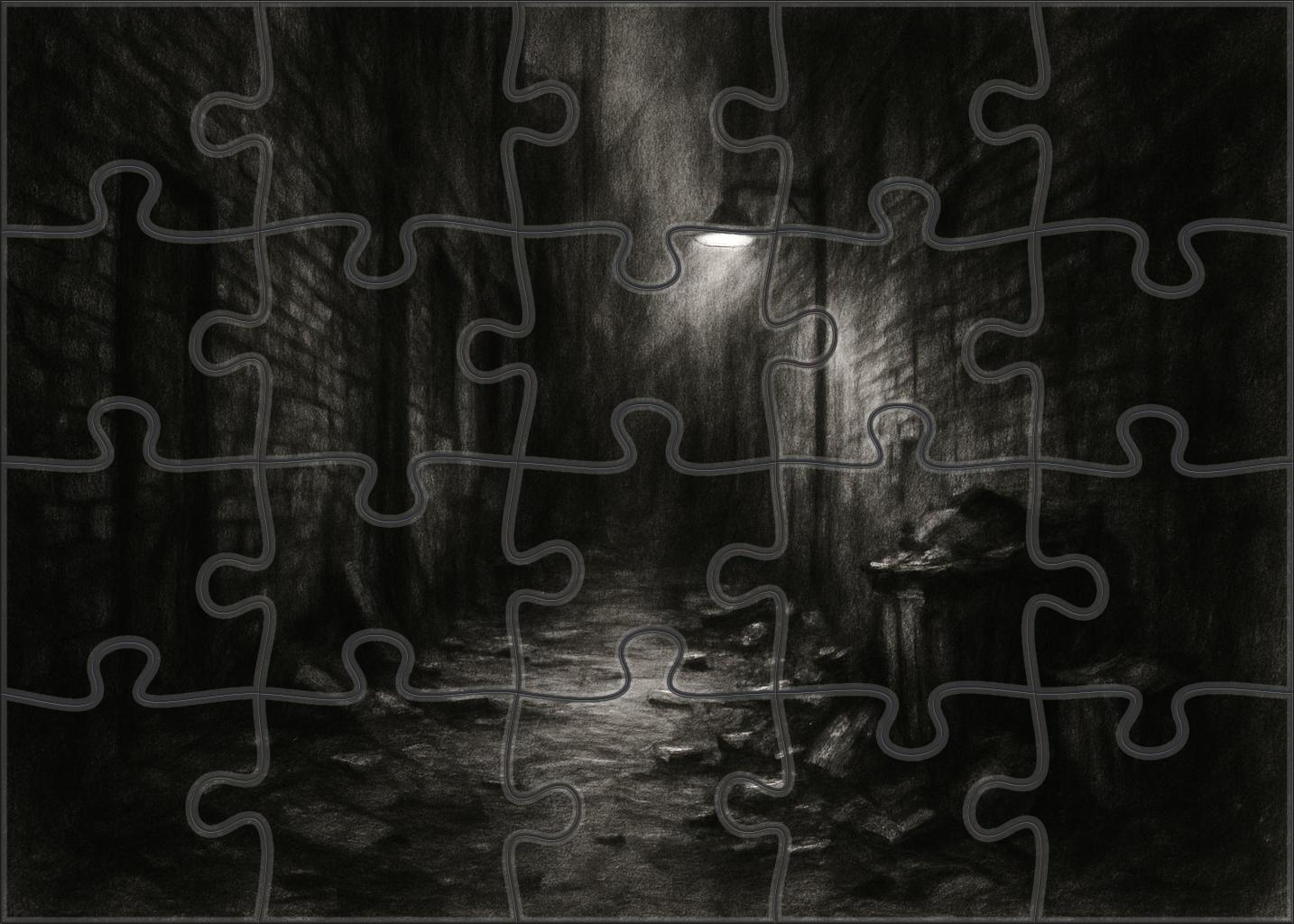 Urban Alleyway Impression Loose Charcoal Sketch Custom Jigsaw Puzzle