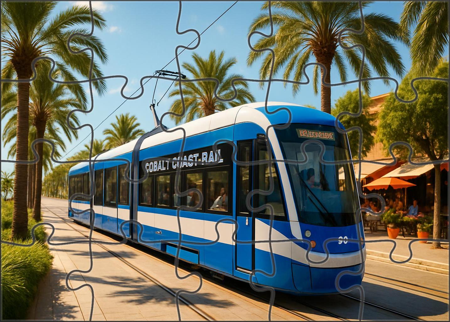 Cobalt Coast Light Rail Modern Electric Tram System With Sleek Low-floor Cars Challenging Puzzles