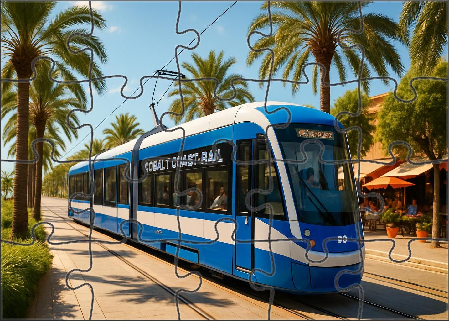 Cobalt Coast Light Rail Modern Electric Tram System With Sleek Low-floor Cars Challenging Puzzles
